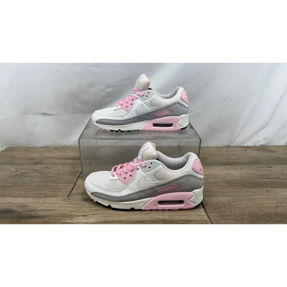 Nike Air Max 90 White Pink Grey Womens Sneakers FN0489-100 Size 6.5